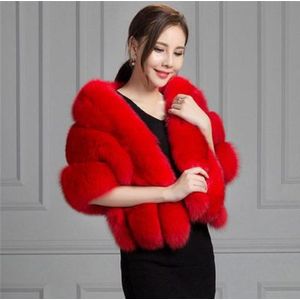 Luxe Wit Donkergrijs Bridal Faux Fur Sjaals Wedding Bolero Bovenkleding Jassen Bruiden Winter Cape Bruiloft Avond Wrap Warm