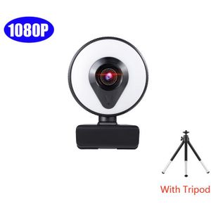 Webcam 1080P 2K 4K 8K Full Hd Web Camera Voor Pc Computer Laptop Usb Webcam met Microfoon En Ring Licht Web Camara Webcamera