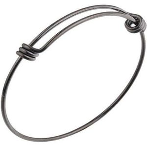 10 Stks/partij 1.6Mm Dik Roestvrij Staal Zwarte Kleur Kabel Wire Armband Uitbreidbaar Bangle Sieraden Maken Diy Accessoires 60Mm