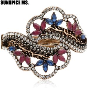 Simulatie Sieraden Vrouwen Turkse Armbanden Bloem Manchet Hars Armbanden Arabische Etnische Antieke Pulseiras Feminino Dames Favoriete