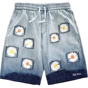 Hip Hop Shorts Streetwear Daisy Bloemen Print Jeans Shorts Mannen Harajuku Katoen Zomer Harajuku Korte Broek WY061