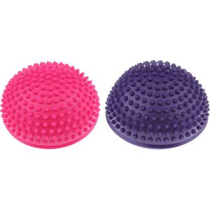 2Pcs Hedgehog Styled Balans Pods, anti-Slip Voet Massage Ballen Voor Gym Yoga Pilates Gymnastiek Oefening-Roze &amp; Paars