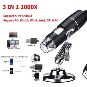 1000x / 1600x Led Usb Digitale Microscoop Endoscoop Camera Microscopio Voor Mobiele Telefoon Repareren Haar Huid Inspectie