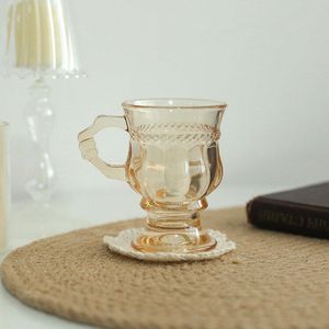 Retro Stijl Glas Mok Creatieve Transparante Mokken Melk Thee Koffie Sap Water Cup Home Office Drinkware Liefhebbers 1Pc