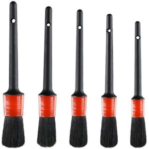 5 Stks/set Natural Boar Haar Detail Borstel Auto Detaillering Borstel Set Perfect Voor Perfect Voor Interieur Velgen Dashboard Wasstraat