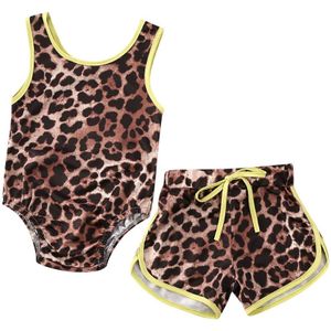 0-24M Peuter Baby Meisjes Badpak 2 Stuks Luipaard Print Badpak Tankini Bikini Swimwear Beachwear