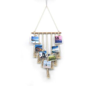 Foto muur serie Nordic stijl kan hangen foto's geweven tapijt creatieve producten boho decor Wedstrijd kleine houten klem