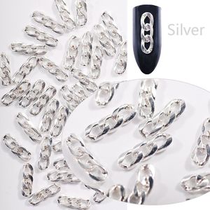 3 Sectie Keten Nail Art Legering Accessoires Goud En Zilver Punk Wind Platte Ketting 4X14 Mm Nail Chain ornamenten