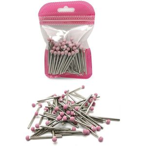 Hytoos 50Pcs Korund Nail Boor 3/32 &quot;Rotary Keramische Steen Braam Manicure Snijders Boor Accessoires Cuticle Nail Mills tool