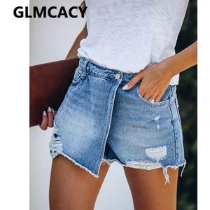 Vrouwen Ripped & Gerepareerd Denim Shorts Hoge Taille Bodycon Verontruste Hole Bodems