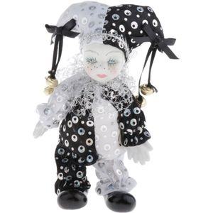 17 Cm Porselein Triangel Pop Kleine Clown Pop Grappige Clown Model Beeldjes Souvenirs Ambachten Zwart En Wit