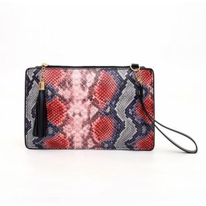 Vrouwen Mode Slangenhuid Patroon Portemonnee Kwastje Envelop Tas Vrouwen Tas Luxe Keten Partij Avondtassen Clutch Purse