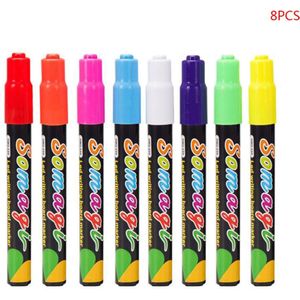 8 Kleuren Markeerstift Fluorescerende Vloeistof Krijt Marker Neon Pen Voor Led Schrijfbord Bord Glas Schilderen Graffiti Office Su