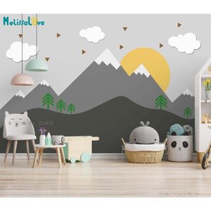 Sunrise Besneeuwde Bergen Wallpaper Startpagina Art Decoration Kwekerij Kinderkamer Muurschilderingen Verwisselbare Decals Vinyl YT6411