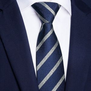 Brand Top Rits Stropdas Voor Mannen Gentleman Business Werk Blauw 7Cm Gestreepte Stropdas Polyester Zijde Mode doos