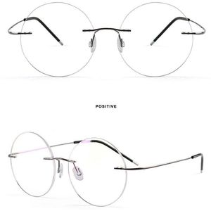 Lichtgewicht Titanium Legering Randloze Ronde Glazen Voor Mannen En Vrouwen Cirkel Optische Recept Brillen Frame Oculos De Grau