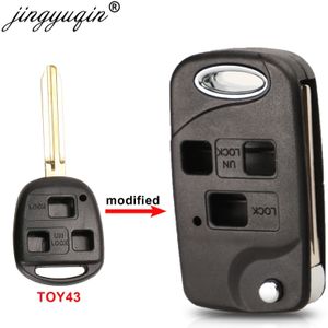Jingyuqin Gewijzigd Flip 3 Knoppen Afstandsbediening Sleutel Shell Voor Toyota Fj/Land Cruise Camry TOY43 Folding Key Case Fob case
