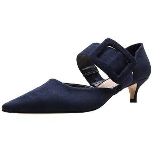 Lala Ikai Vrouwen Zomer Wees Sandalen Suede Vierkante Knop Stiletto Effen Mode Herfst Dames Schoenen Grote Maat C10288-4