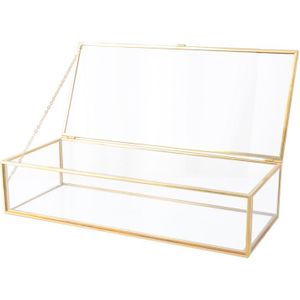 Eenvoudige Gouden Rand Glas Sieraden Doos Sieraden Doos Retro Sieraden Display Box