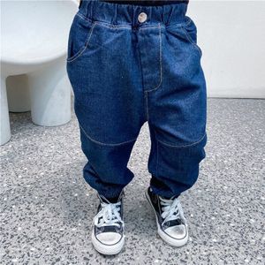 Dfxd Jongens Jeans Winter Elastische Taille Plus Fluwelen Losse Denim Broek Koreaanse Stijl Dikke Harembroek Peuter Kleding Voor 1-7Yrs