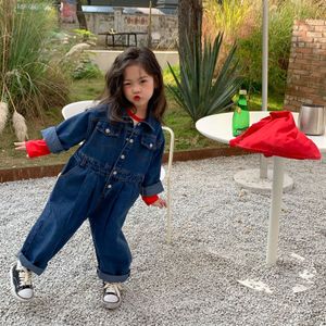 Mode Kinderen Denim Overalls Broek Kinderen Koreaanse Kleding Herfst Lente 2022 Baby Jumpsuit Meisjes Jongens Een Stuk Kleding Jeans