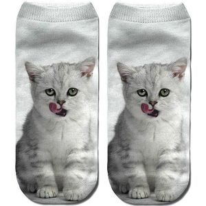 1 paar Kat 3D Afdrukken Sokken Vrouwen Low Cut Enkelsokken Calcetines Mujer Casual Kousen popsocket Gedrukt Onzichtbare Sokken