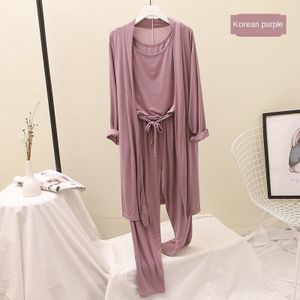 Modal Pyjama Suits Vrouwen Homewear Mode Godin Vest + Tank Top + Broek Drie Stukken Set Outfit Lui wind
