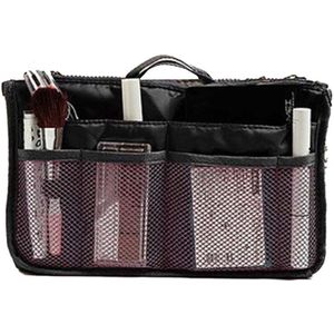 1/2/3 Stuks Make-Up Tassen Grote Capaciteit Nylon Cosmetische Opbergtas Travel Organizer Insert Handtas Portemonnee make-Up Tas Zwart