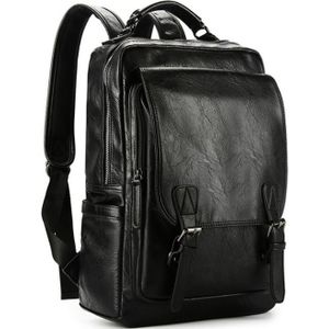 USB Laptop Rugzak Mannen Zachte PU Lederen schooltassen voor tiener boekentas Toevallige Grote reistas pak mannelijke zwart backbag