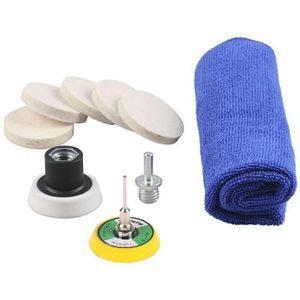 SPTA 2 "(50mm) Vilt Buff Polijsten Pad, microvezel Handdoek met 5/8 "-11 Draad Boor Adapter en