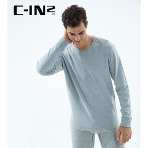 Mannen Ondergoed Katoen Ronde Hals Herfst Kleding Herfst Winter Katoen Bodem Shirt Dunne Warm Lange Mouwen T-shirt C-in2