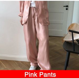 Vrouwen Koreaanse Chic Rayon Zijde Satijn Dunne Blazer En Broek Pak Sets Lange Mouw Office Wear Jassen Zomer Roze suits Vrouwelijke