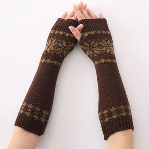 YOZIRON Mode Sneeuwvlok Vorm Vrouwen Knit Arm Warmers Winter Knit Lange Mouwen Handschoenen Voor Vrouw Meisjes Vingerloze Handschoenen