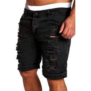 Mode Déchiré Trou Denim Shorts Hommes Noir Blanc Mince Maigre 304 # Droit Jeans Décontractés Shorts Hommes Vintage