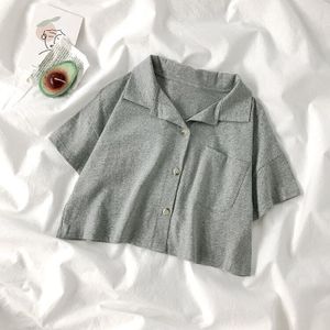Parel Dagboek Vrouwen Knit Cropped Polo Shirts Vrouwelijke Knop Voor Korte Top Zomer Streetwear Casual Polo Pocket Plus Size Shirt