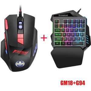 Gaming Toetsenbord Enkele Hand Mini Usb Wired 35 Toetsen 3200Dpi Muis Combo Een Eentje Voor Mobiele Smartphone 7 Kleuren led Backlight