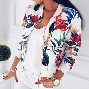 Vrouwen Bloemen Jassen Lente Zomer Lange Mouwen Rits Print Bomber Jacket Casual Pocket Slim Vrouwelijke Mode Outwears Plus Size