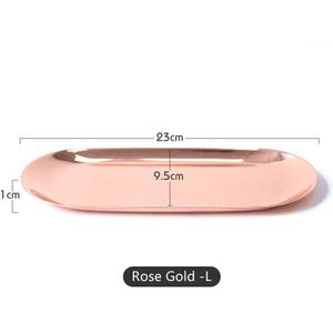 Moderne Metalen Rose Gouden Plaat Zilveren Ovale Opbergvak Decoratieve Sieraden Display Rvs Lade Opslag