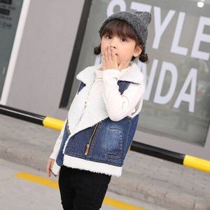 Kids Uitloper Wol Denim Vest Jongens Meisjes Kinderen Uitloper Kids Jas Denim Vest Casual Mouwloze Jeans Jacket TZ281