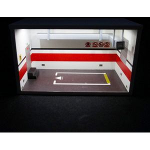 1: 64 schaal Legering Model Auto Parkeerplaats Diorama PVC Ondergrondse Garage Scene Thema Vitrinekast Met Licht Opbergdoos