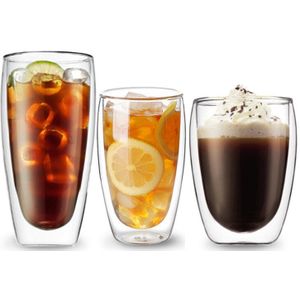 Dubbele Wand Insluated Glass Cup Drinken Thee Koffie Latte Sap Thuis Keuken Benodigdheden AIA99