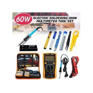 Soldeerbout Kit Verstelbare Temperatuur Elektrische Soldeerbout 60W 8 In 1 Schroevendraaiers Multimeter Desolderen Pomp Tool Bag