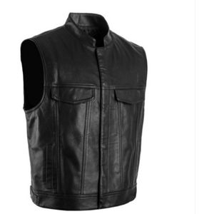 Zwarte Retro Klassieke Motorfiets hally Vest PU Synthetisch Leer Rijden smart vest DDDEEE