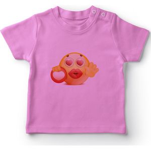 Angemiel Baby Liefde Emoji Meisje Baby T-shirt Roze