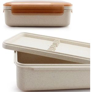 960 ML Draagbare Gezonde Materiaal Lunchbox 1 Laag Tarwe Stro Bento Dozen Magnetron Servies Voedsel Opslag Container Foodbox