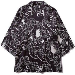 Zomer Mannen Oversized Streetwear Koi Japanse Stijl Vest Jassen Gedrukt Hip Hop Mannelijke Kimono Jacket Jassen