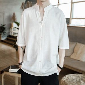 Linnen shirts mannen Traditionele chinese blouse Traditionele chinese kleding voor mannen mannelijke blouse shirt shang hai tang tops TA223