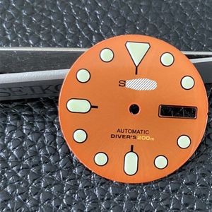 Horloge Onderdelen 28.5Mm Enamel Oranje Dial Luminous Marks Geschikt Voor Japan NH36A Automatische Beweging