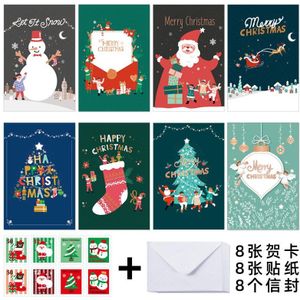 6-8 Stks/pak Nieuwjaar Vrolijk Kerst Wenskaarten Papieren Kaarten Met Envelop Binnen Zegen Kaart