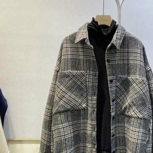 E-BAIHUI Streetwear Losse Plaid Shirt Jacket Dames Casual Herfst Vrouwen Jas Vrouwelijke Overhemd Knoppen Pockets Tweed Korte Jassen